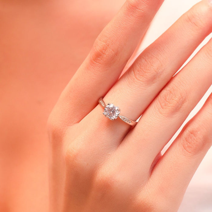 Sweetheart Solitaire 925 Silver Ring (Adjustable)