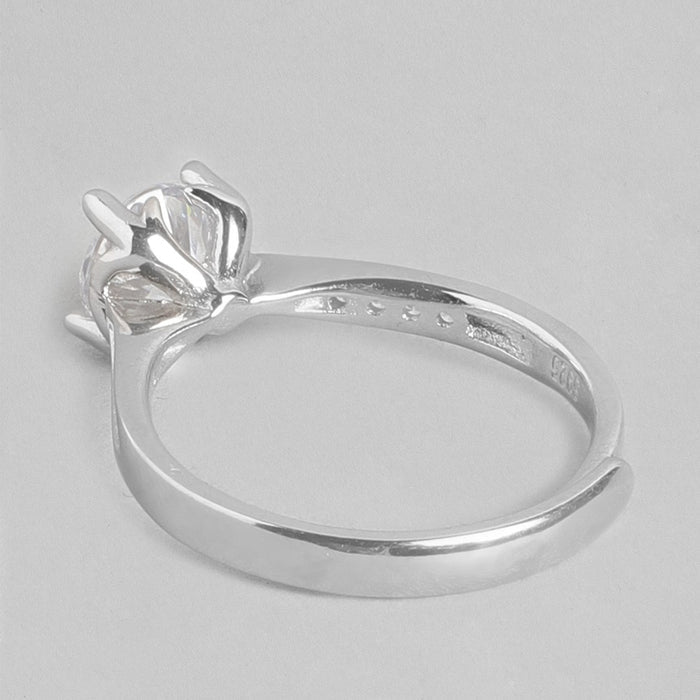 Sweetheart Solitaire 925 Silver Ring (Adjustable)