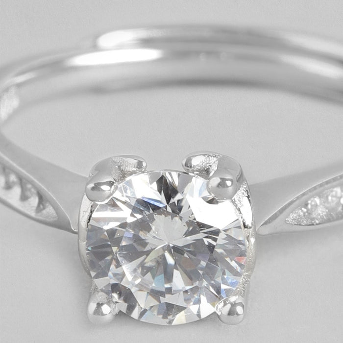 Sweetheart Solitaire 925 Silver Ring (Adjustable)