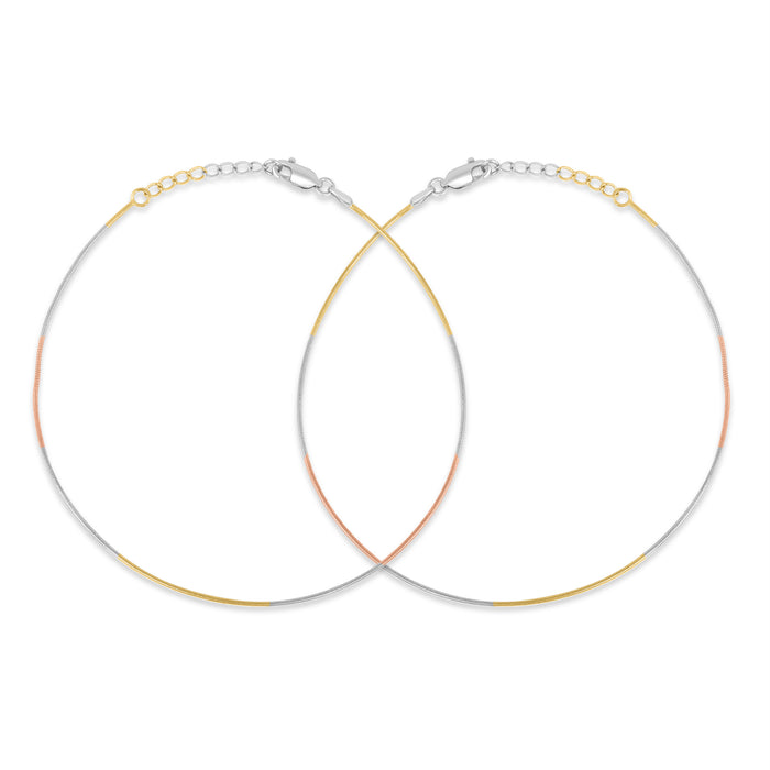 Symphony in Triple Tone-Plated 925 Sterling Silver Anklet