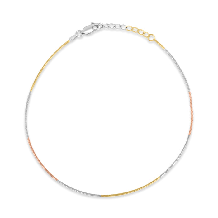 Symphony in Triple Tone-Plated 925 Sterling Silver Anklet
