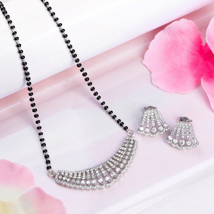Symphony of Radiance Rhodium Plated CZ 925 Sterling Silver Mangalsutra