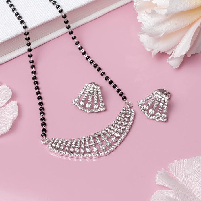 Symphony of Radiance Rhodium Plated CZ 925 Sterling Silver Mangalsutra