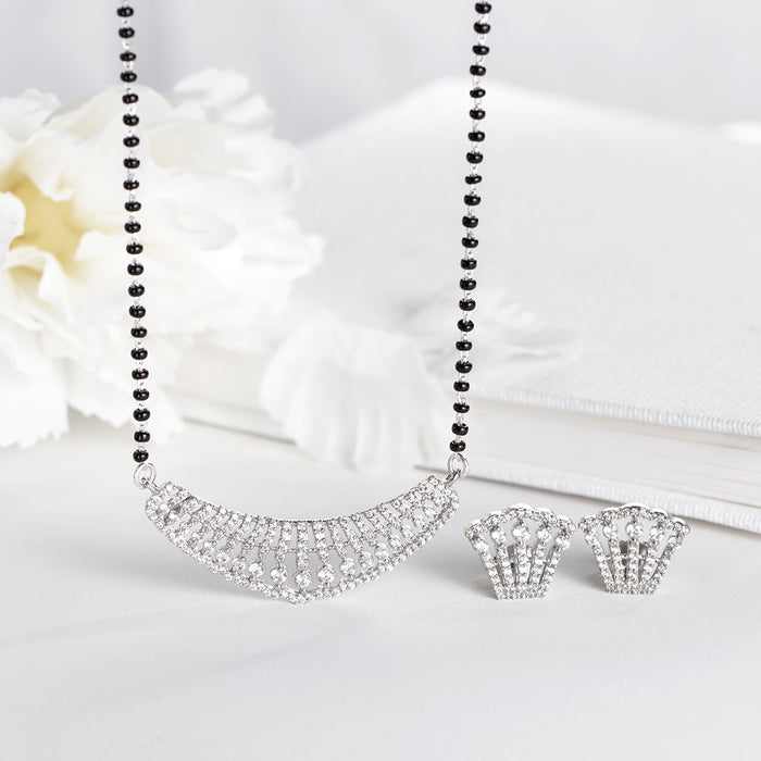 Symphony of Radiance Rhodium Plated CZ 925 Sterling Silver Mangalsutra