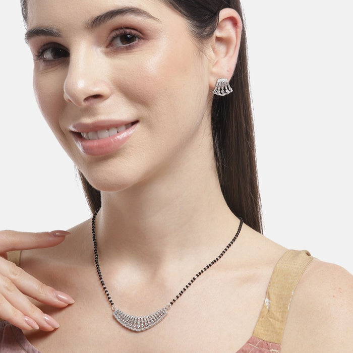 Symphony of Radiance Rhodium Plated CZ 925 Sterling Silver Mangalsutra