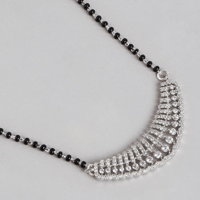 Symphony of Radiance Rhodium Plated CZ 925 Sterling Silver Mangalsutra