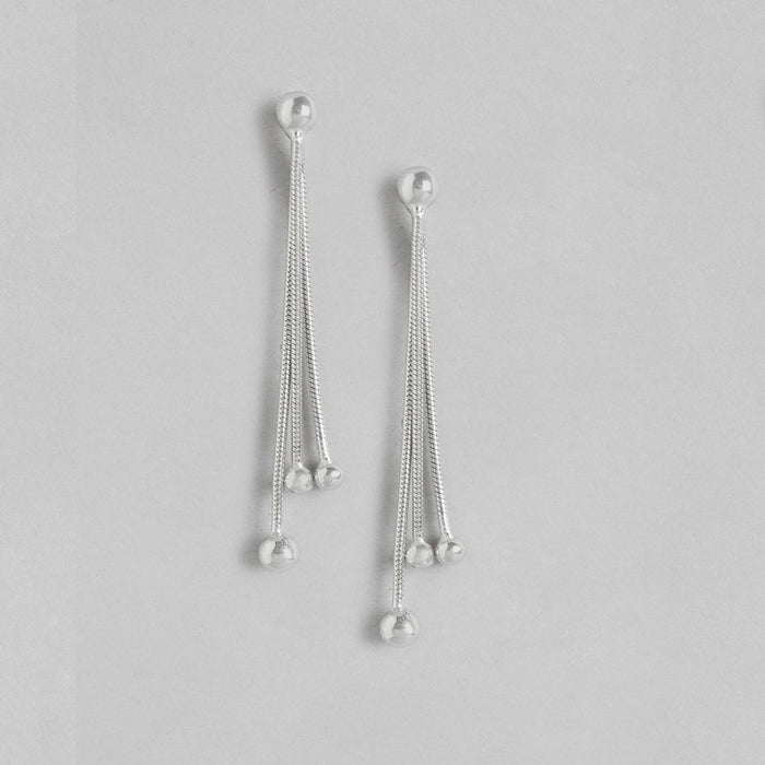 Tasseled Frilled Rhodium Plated 925 Sterling Silver Studs