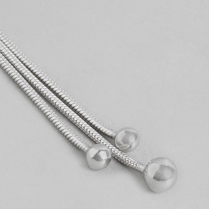 Tasseled Frilled Rhodium Plated 925 Sterling Silver Studs