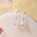 Tear Drop CZ Rhodium Plated Dangle 925 Sterling Silver Earring
