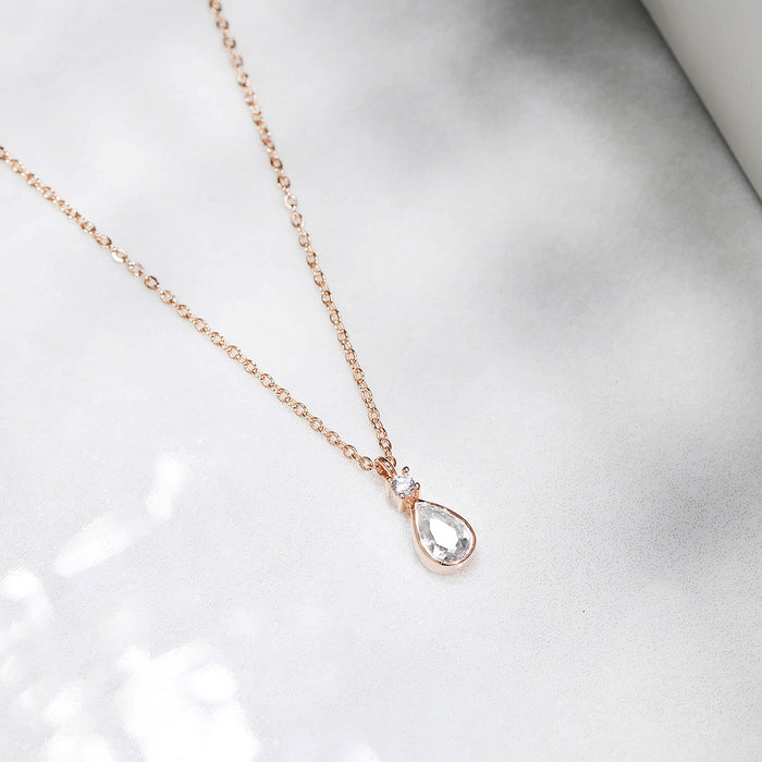 Tear Drop Serenade Rosegold-Plated 925 Sterling Silver Necklace