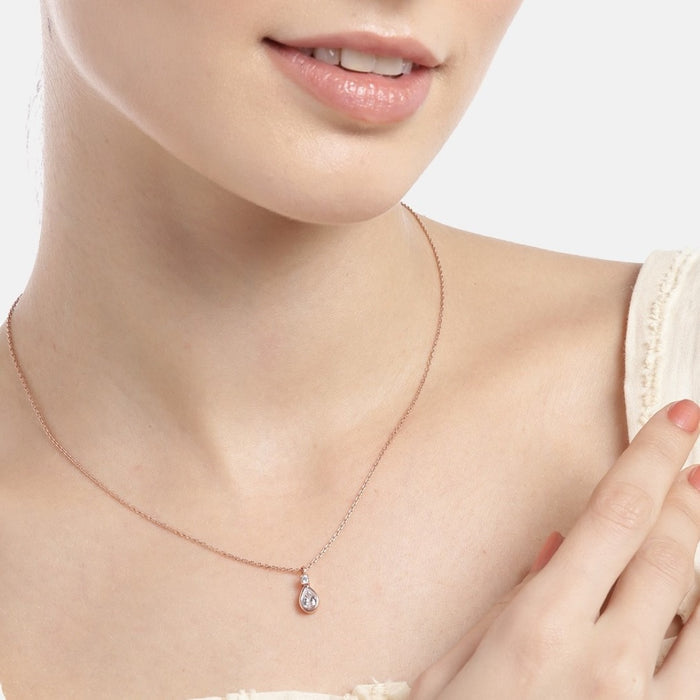 Tear Drop Serenade Rosegold-Plated 925 Sterling Silver Necklace