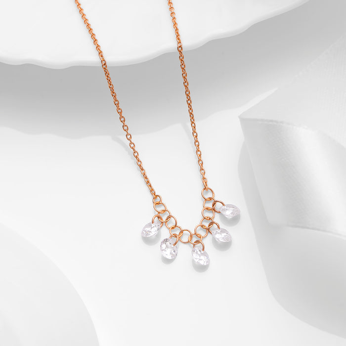 Teardrop Crystal Rose Gold Plated 925 Sterling Silver Necklace