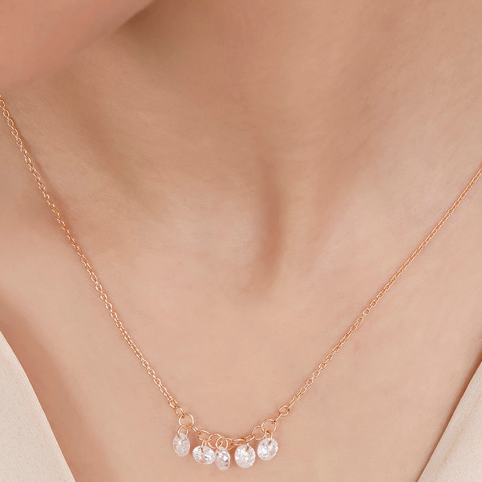 Teardrop Crystal Rose Gold Plated 925 Sterling Silver Necklace