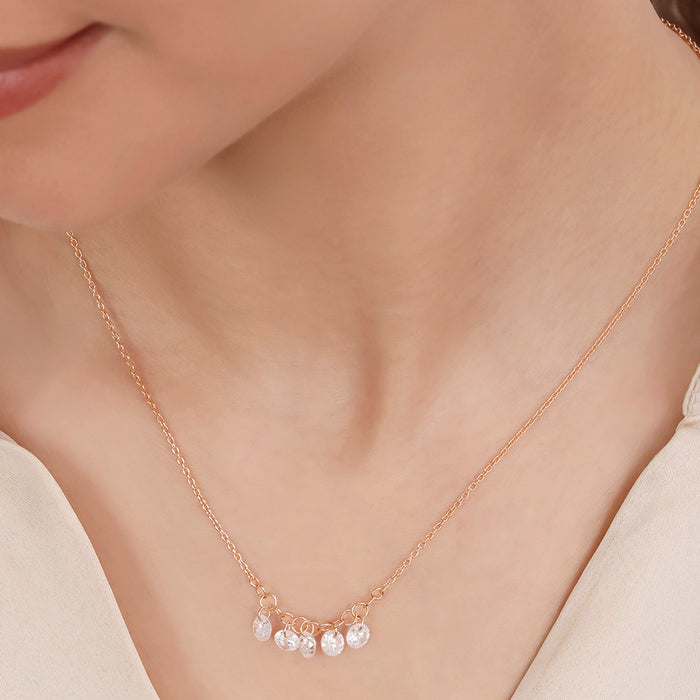 Teardrop Crystal Rose Gold Plated 925 Sterling Silver Necklace