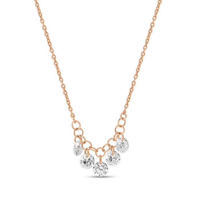 Teardrop Crystal Rose Gold Plated 925 Sterling Silver Necklace