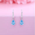 Teardrop Rhodium-Plated 925 Sterling Silver Blue Drop Earrings