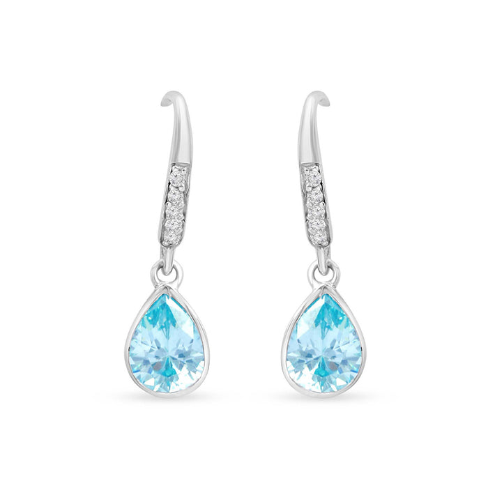 Teardrop Rhodium-Plated 925 Sterling Silver Blue Drop Earrings