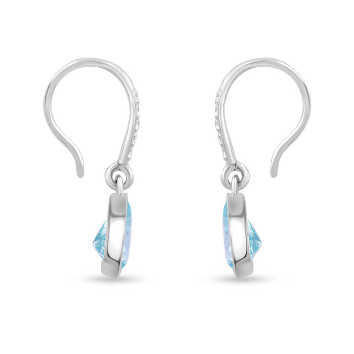 Teardrop Rhodium-Plated 925 Sterling Silver Blue Drop Earrings