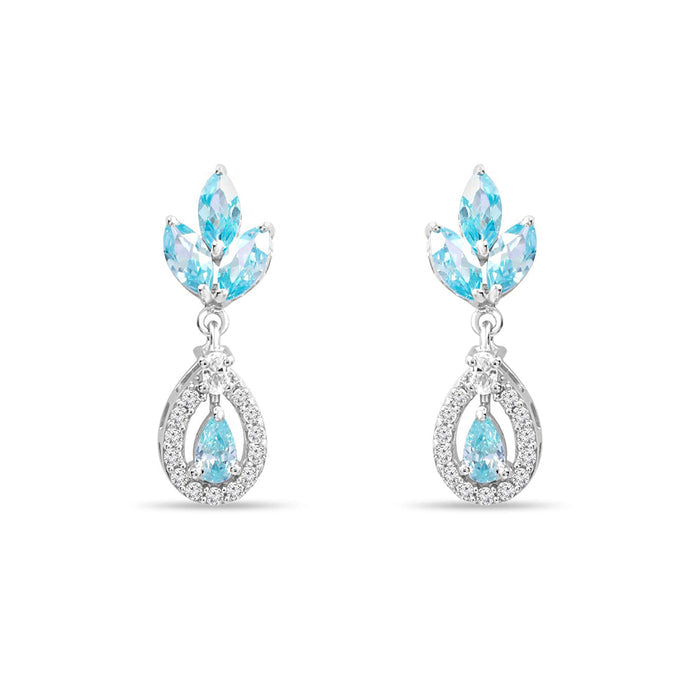 Teardrop Rhodium Plated 925 Sterling Silver Earrings
