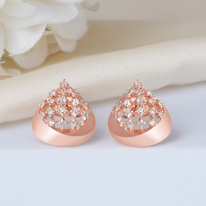 Teardrop Rose Gold Plated 925 Sterling Silver Earrings