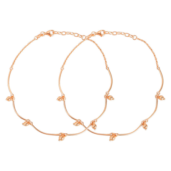Tennis Ball Beaded Rose Gold Plated 925 Sterling Silver Anklet