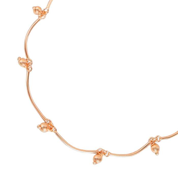 Tennis Ball Beaded Rose Gold Plated 925 Sterling Silver Anklet