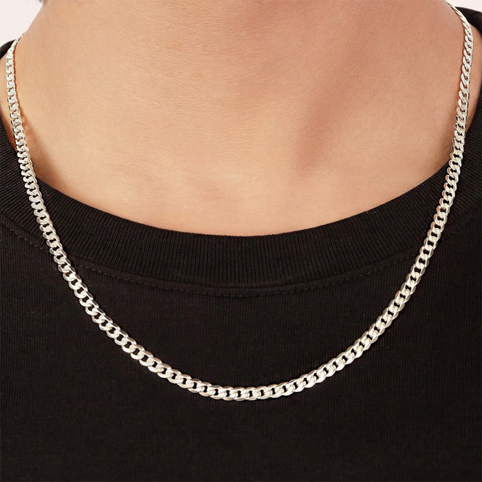 Textured Legacy Rhodium Plated 925 Sterling Silver Men's Chain