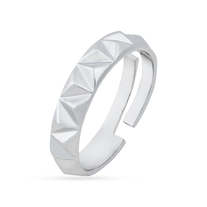 Textured Rhodium Plated 925 Sterling Silver Men's Ring
