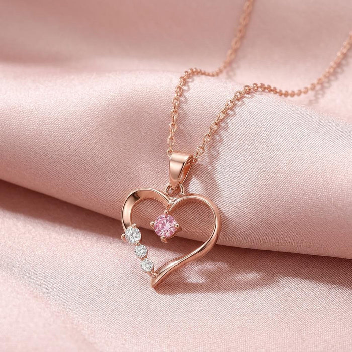 The Centre of My Heart Rose Gold Plated 925 Silver Pendant with Link Chain