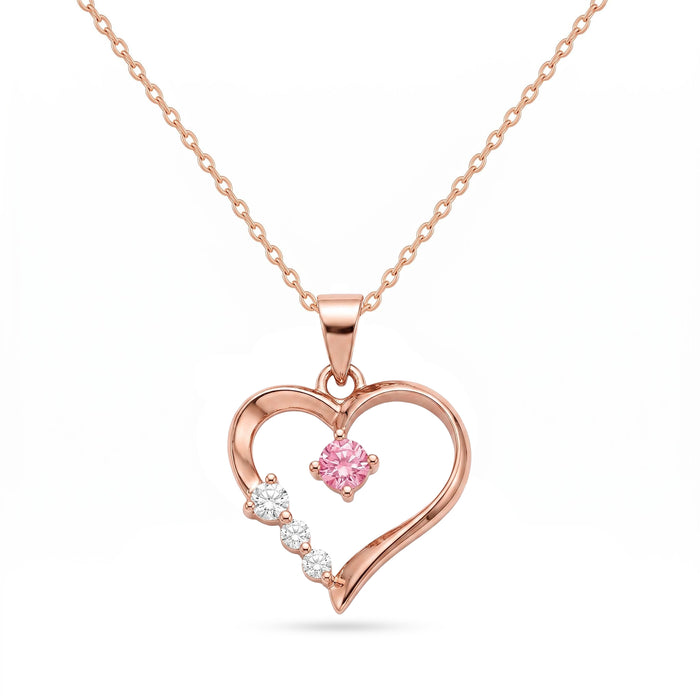 The Centre of My Heart Rose Gold Plated 925 Silver Pendant with Link Chain