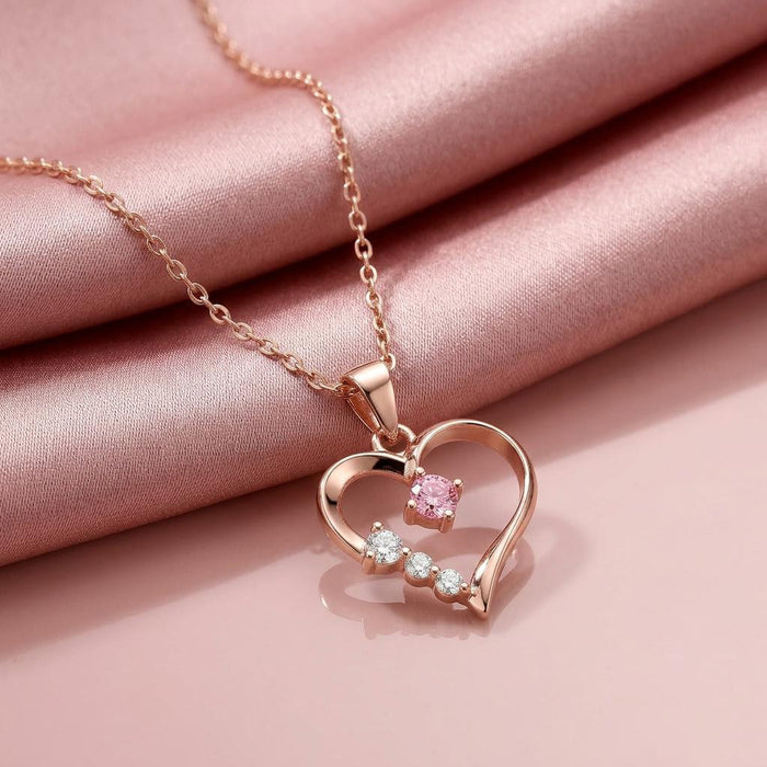 The Centre of My Heart Rose Gold Plated 925 Silver Pendant with Link Chain