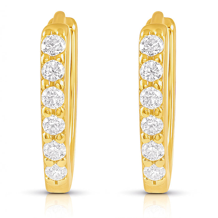 Gold-plated 925 Sterling Silver hoop earrings for women, studded with sparkling stones. – Zavya