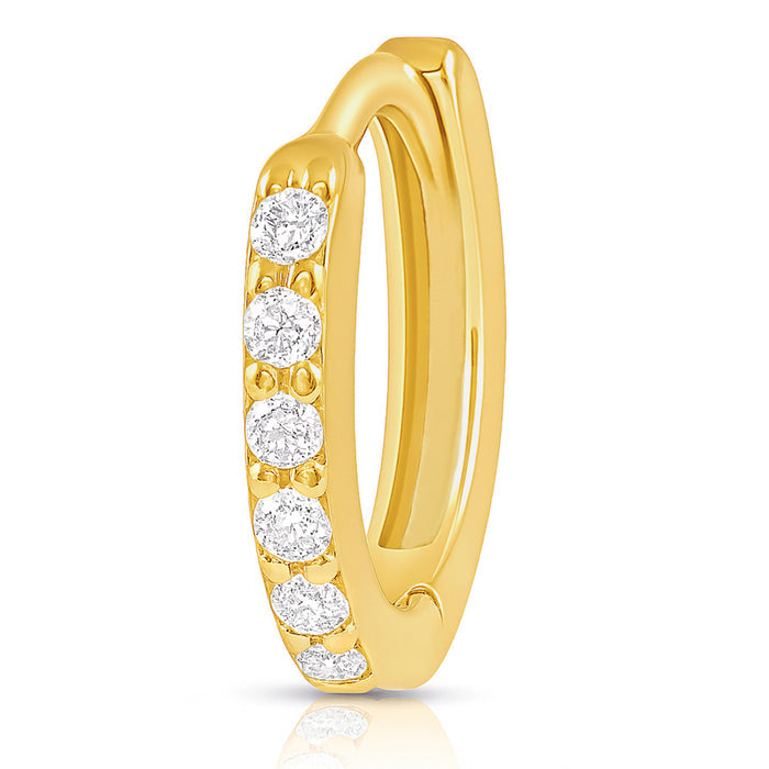 Gold hoop earrings for women with clear stones, crafted in 925 Sterling Silver. Everyday jewellery – Zavya