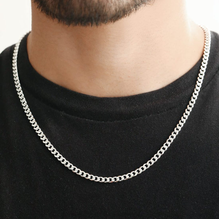 The Classic Rhodium-Plated Linkage 925 Sterling Silver Chain for Him