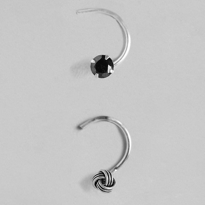 The Dark Duo 925 Silver Nose Pin Set