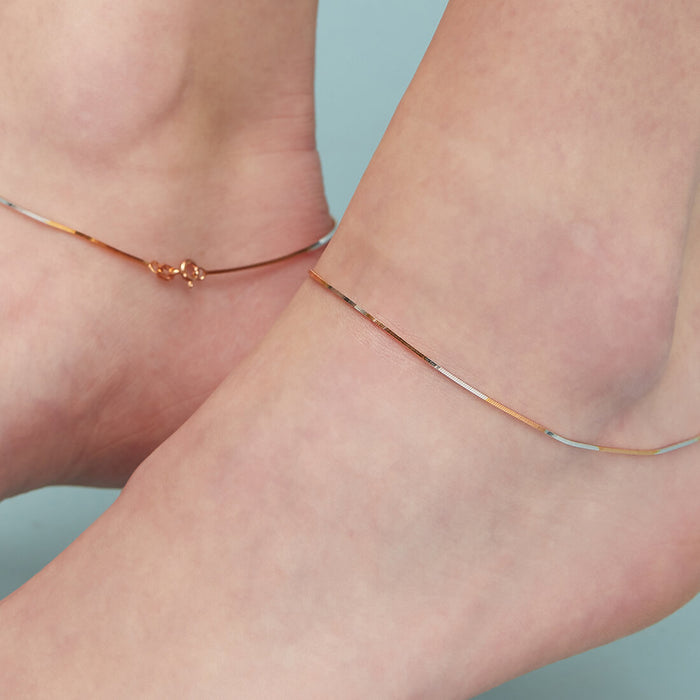 The Elegant Triple Tone Plated 925 Sterling Silver Anklet