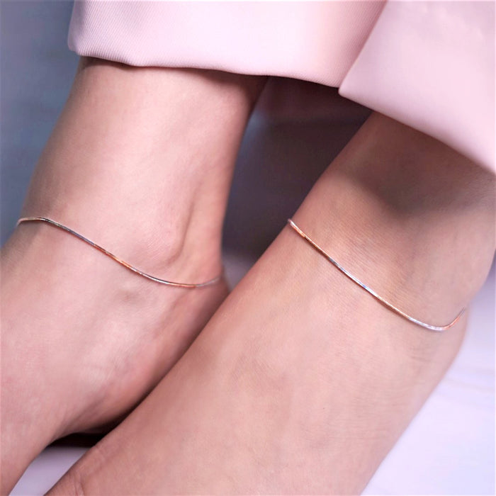 The Elegant Triple Tone Plated 925 Sterling Silver Anklet