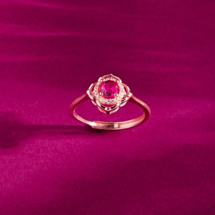 The First Blush Promise Rose Gold Plated 925 Silver Women Ring (Adjustable)
