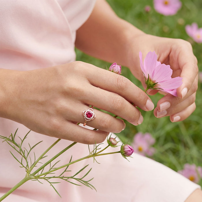 The First Blush Promise Rose Gold Plated 925 Silver Women Ring (Adjustable)