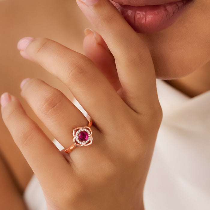 The First Blush Promise Rose Gold Plated 925 Silver Women Ring (Adjustable)