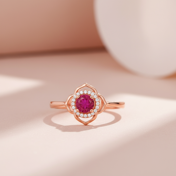 The First Blush Promise Rose Gold Plated 925 Silver Women Ring (Adjustable)