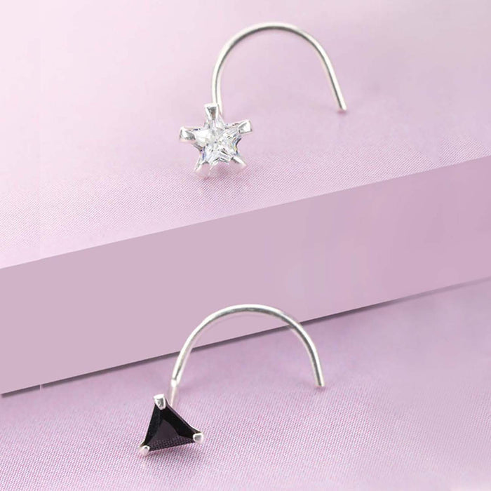 The Geometric Duo 925 Silver Nose Pin Set
