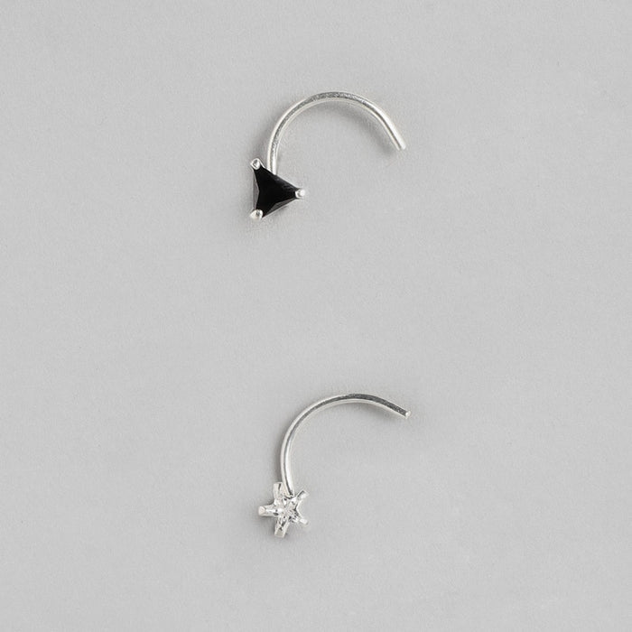 The Geometric Duo 925 Silver Nose Pin Set
