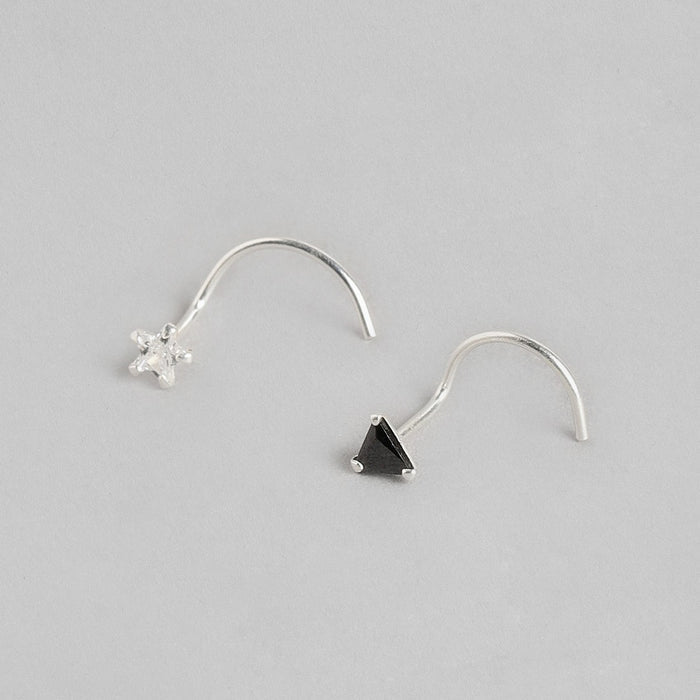 The Geometric Duo 925 Silver Nose Pin Set