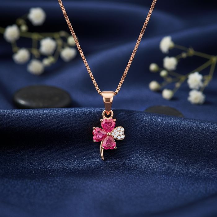 The Heart's Lucky Charm Rose Gold Plated 925 Silver Necklace