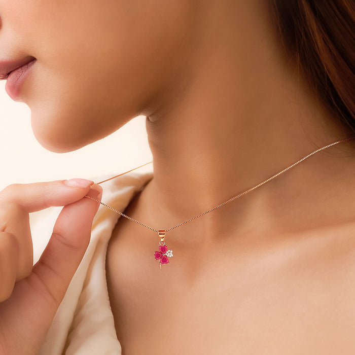 The Heart's Lucky Charm Rose Gold Plated 925 Silver Necklace