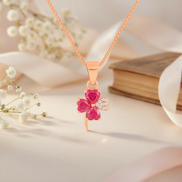 The Heart's Lucky Charm Rose Gold Plated 925 Silver Necklace