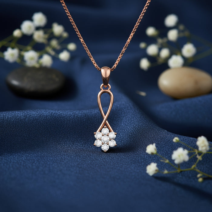 The Love Knot Bloom CZ Rose Gold Plated 925 Silver Pendant
