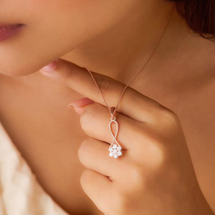 The Love Knot Bloom CZ Rose Gold Plated 925 Silver Pendant