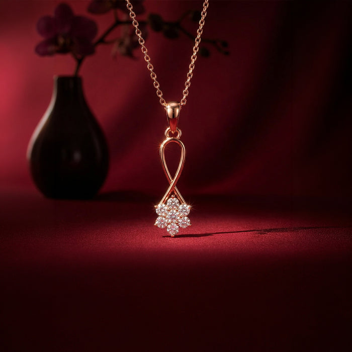 The Love Knot Rose Gold Plated 925 Silver Pendant with Link Chain
